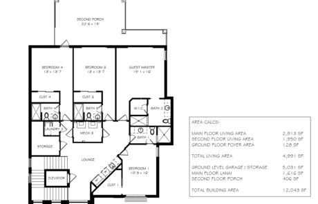 The Island Series II Custom Home Floor-plan Second Floor