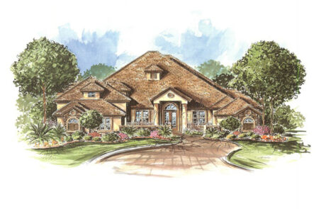 the salerno model at shenandoah custom home rendering